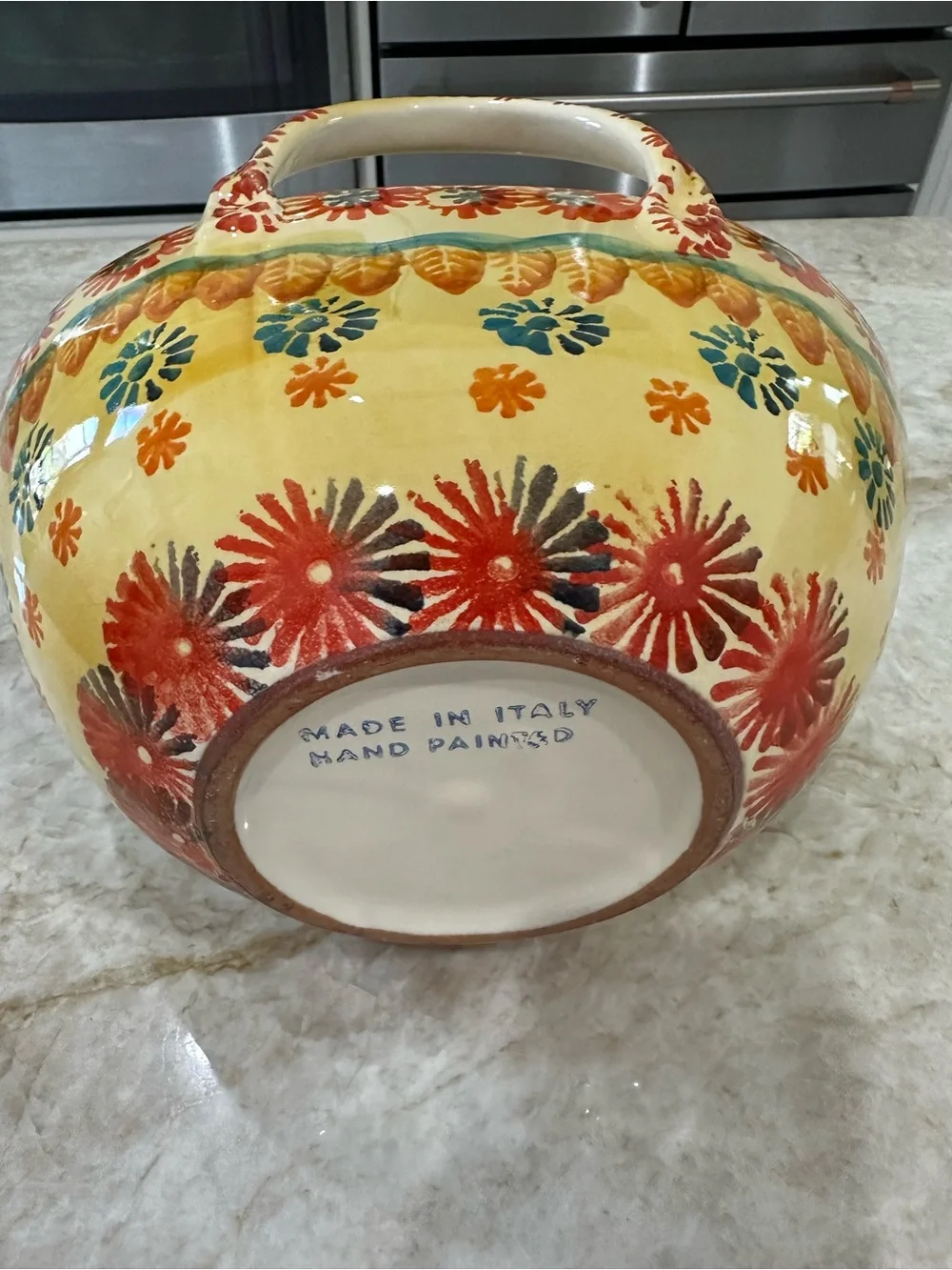 Vintage Italian Hand Painted Ceramic Basket